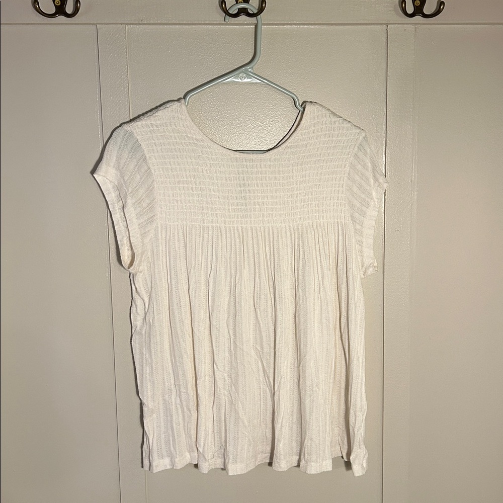 Off White Babydoll Sleeveless Blouse